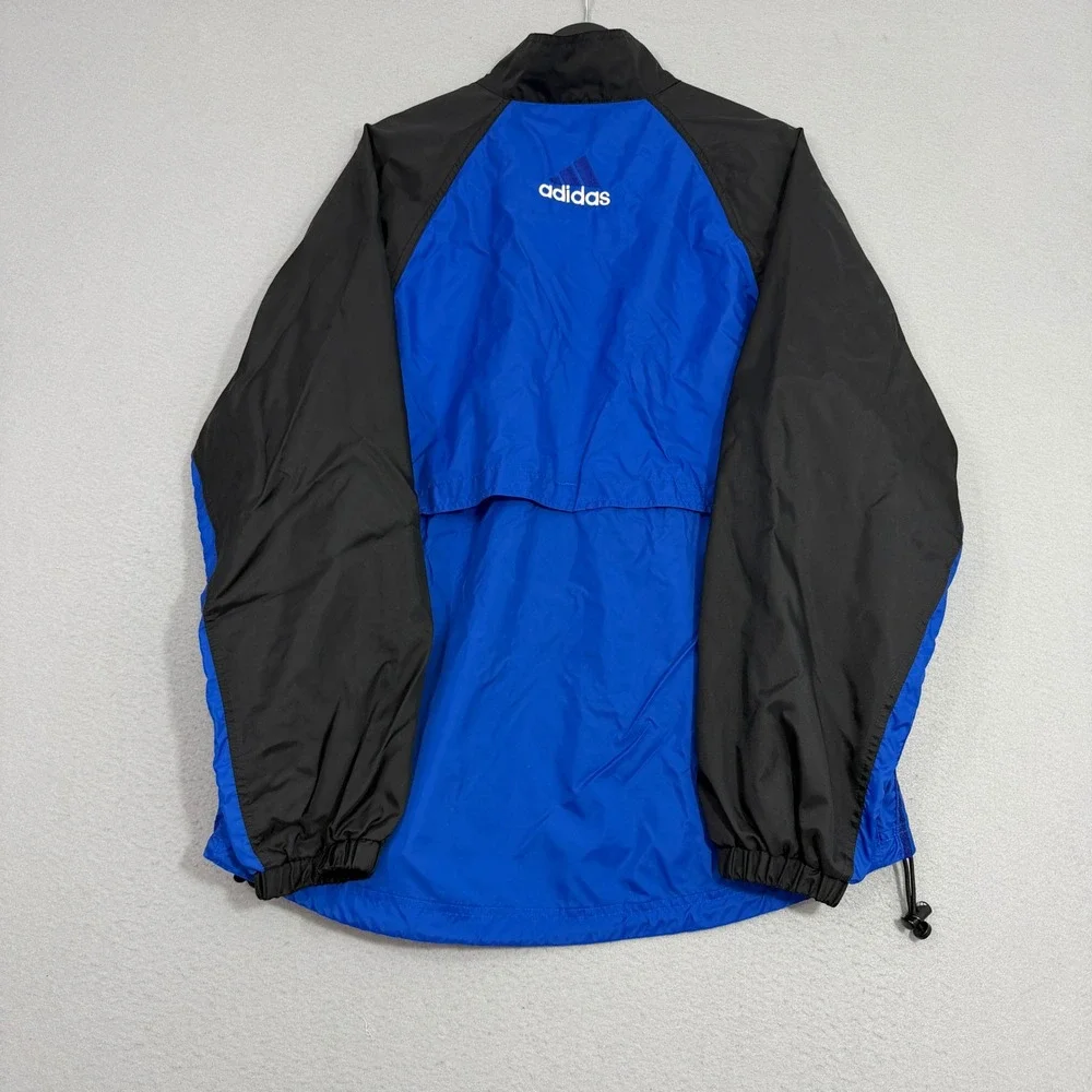 Vintage Adidas Windbreaker Jacket Mens Large Blue Black Full Zip Mesh Lined Logo